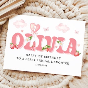 Carte d'anniversaire aux fraises, anniversaire spécial baies, carte de 1er anniversaire personnalisée, premier anniversaire doux aux baies 1er 2e 3e 4e 5e