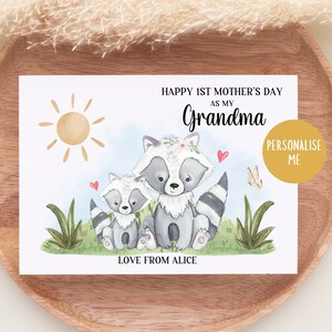 Biglietto personalizzato per la festa della mamma, Biglietto per la prima festa della mamma, Biglietto per la prima festa della mamma, Per la mamma dei bambini Biglietto personalizzato per il bambino, simpatico procione