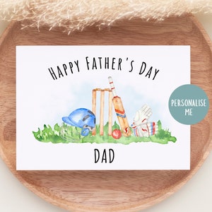 Carte personnalisée pour la fête des pères, carte de cricket, sports, papa, grand-père, beau-père, papa, pops, grand-père, joyeuse fête des pères, carte pour lui