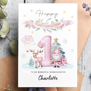 Biglietto di Natale personalizzato per il primo Natale, Biglietto di Natale per il primo bambino, Biglietto per ragazze, Figlia, Nipote, Sorella, Cugina, Amica