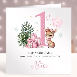 Personalised First Christmas Card, Baby&#39;s 1st Christmas Card, Card for Girls, Daughter, Granddaughter, Niece, Sister, Cousin, Friend 2025
