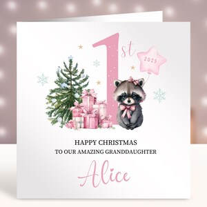 Personalised First Christmas Card, Baby&#39;s 1st Christmas Card, Card for Girls, Daughter, Granddaughter, Niece, Sister, Cousin, Friend