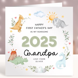 Biglietto personalizzato per la prima festa del papà, primo regalo per la festa del papà, prima festa del papà da nonno, primo compleanno del mio bambino, nonno ruggente 2025