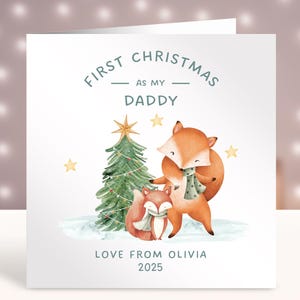 Erstes Weihnachten wie mein Papa, personalisierte 1.Weihnachtskarte, Karte für Eltern, Neugeborenes bis Papa, Babys 1.Weihnachten, Waldtiere, Fuchs