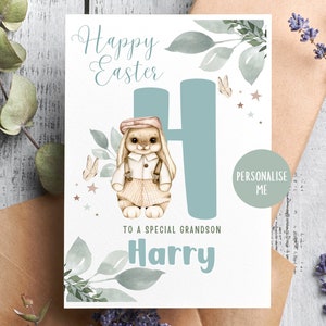 Personalisierte Osterkarte, erste Osterkarte Sohn, Enkel, Kaninchen, Hase, Osterkarten, Neffe, Patenkind, Cousin, erstes Ostern, 1.Ostern