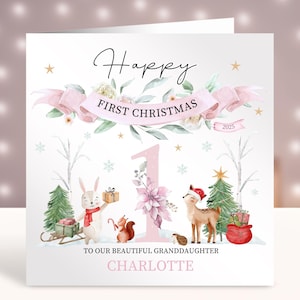 Personalised First Christmas Card, Baby&#39;s 1st Christmas Card, Card for Girls, Daughter, Granddaughter, Niece, Sister, Cousin, Friend 2025