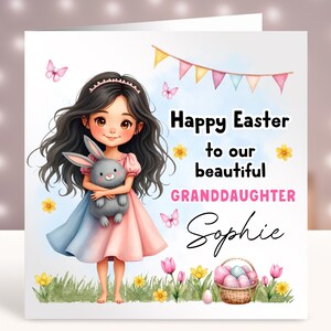 Carte de Pâques personnalisée, carte de Pâques 2025 filleule, fille, petite-fille, nièce, soeur, cousine, 1ère Pâques de bébé, première Pâques de bébé