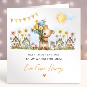 Gepersonaliseerde Moederdagkaart, 1e Moederdagcadeau, mama mama, oppas, oma, stiefmoeder, overgrootmoeder, schattige beer, muis, elke relatie