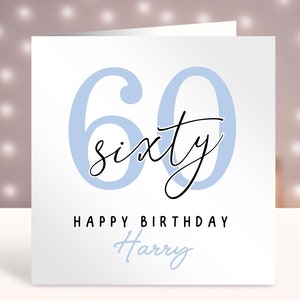 Gepersonaliseerde 60e verjaardagskaart voor hem, elke leeftijd, aangepaste kaart, gelukkige 60e verjaardagskaart, kaart voor broer, eenvoudig ontwerp, 60 jaar oud