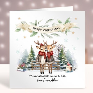 Biglietto di Natale personalizzato per genitori, Buon Natale a una mamma e un papà speciali, Biglietto di Natale per coppia, A mamma e papà, Biglietto di Natale per la famiglia