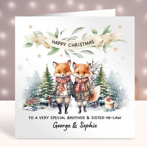 Carte de Noël personnalisée pour beau-frère et beau-frère, joyeux Noël à un beau-frère et une sœur spéciaux, joli couple, tante et oncle