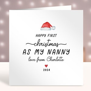 Première carte de Noël nounou, 1er carte de Noël personnalisée pour grand-mère, carte du nouveau petit-enfant, 1er Noël de bébé, carte minimaliste