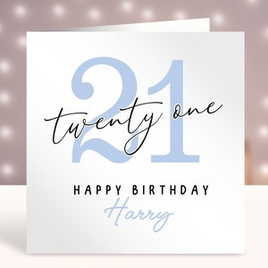 Carte de 21e anniversaire personnalisée pour lui, tout âge, carte personnalisée, carte de joyeux vingt et unième anniversaire, carte pour frère, conception simple