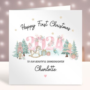 Gepersonaliseerde eerste kerstkaart, 1e kerstkaart baby, kaart voor meisjes, dochter, kleindochter, nichtje, zus, neef, vriend