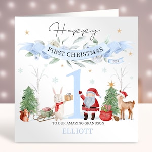 Primera tarjeta de Navidad personalizada, 1ª tarjeta de Navidad del bebé, tarjeta para niños, hijo, nieto, sobrino, hermano, hermana, primo, amigo