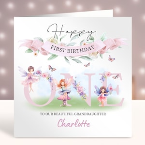 Carte personnalisée pour le premier anniversaire, 1er anniversaire de bébé, carte pour fille, fille, petite-fille, nièce, soeur, cousine, amie