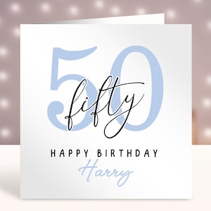 Personalisierte 50. Geburtstagskarte für ihn, jedes Alter, individuelle Karte, 50. Geburtstagskarte, Karte für Bruder, einfaches Design, 50 Jahre alt