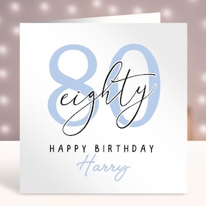 Tarjeta de cumpleaños número 80 personalizada para él, cualquier edad, tarjeta personalizada, tarjeta de feliz cumpleaños número 80, tarjeta para hermano, diseño simple, 80 años