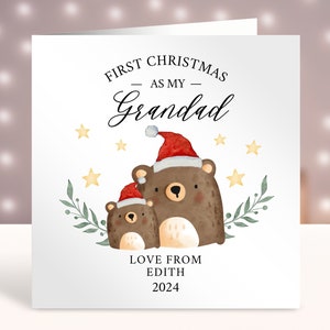 Primo biglietto di Natale del nonno, primo biglietto di Natale personalizzato per il nonno, biglietto del nuovo nipote, primo Natale del bambino, animali del bosco