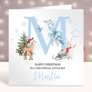 Personalisierte erste Weihnachtskarte, Babys 1. Weihnachtskarte, Karte für Jungen, Sohn, Enkel, Neffe, Bruder, Schwester, Cousin, Freund