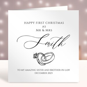 Tarjeta de Navidad personalizada para hermana y cuñado, tarjeta de Navidad del señor y la señora, tarjeta de primera Navidad como pareja, tarjeta para ambos