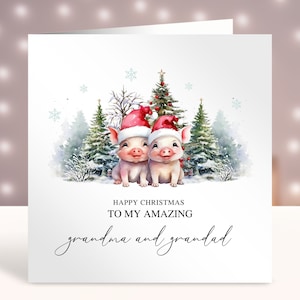 Tarjeta de Navidad personalizada para abuelos, Feliz Navidad a una abuela y un abuelo especiales, Tarjeta Xtmas para pareja, Animales de granja