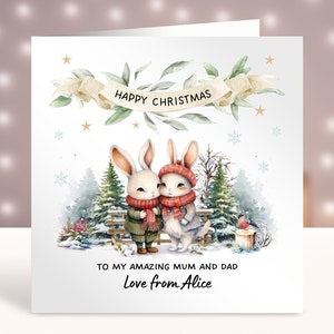 Biglietto di Natale personalizzato per genitori, Buon Natale a una mamma e un papà speciali, Biglietto di Natale per coppia, A mamma e papà, Biglietto di Natale per la famiglia