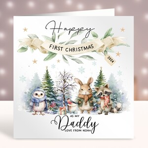 Primo Natale come mio papà, Biglietto di Natale personalizzato per il primo Natale, Biglietto per genitore, Neonato a papà, Primo Natale del bambino, Animali del bosco