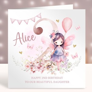 Personalisierte Fee Geburtstagskarte, jedes Alter, 2. Geburtstag für Mädchen, kleine Prinzessin, Karte für kleine Mädchen, 1.2.3.4.5.6.7.8