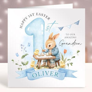 Personalisierte Osterkarte, Babys 1. Ostern, Baby Erstes Ostern, Erste Ostern 2025 Karte, Sohn, Enkel, Neffe, Cousin, Baby-Ostergeschenk
