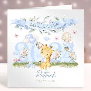 Tarjeta de nuevo bebé, tarjeta personalizada para recién nacido para niño, hijo, nieto, sobrino, hermano, ahijado, primo, bienvenida al mundo, tarjeta para nuevos padres