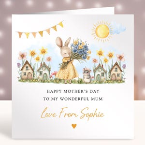 Gepersonaliseerde Moederdagkaart, 1e Moederdagcadeau, mama mama, oppas, oma, stiefmoeder, overgrootmoeder, konijntje, muis, elke relatie