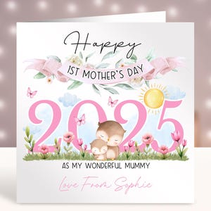 Gepersonaliseerde Moederdagkaart 2025, 1e Moederdagcadeau, mummie moeder moeder, oppas, oma, stiefmoeder, overgrootmoeder, schattige uil, elke relatie