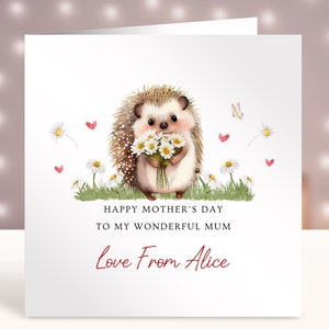 Gepersonaliseerde Moederdagkaart, 1e Moederdagcadeau, mama mama, oppas, oma, stiefmoeder, overgrootmoeder, schattige egel, elke relatie