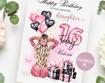 Personalised Birthday Card: Daughter, Granddaughter, Bestie