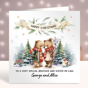 Carte de Noël personnalisée pour beau-frère et beau-frère, joyeux Noël à un beau-frère et une sœur spéciaux, joli couple, tante et oncle
