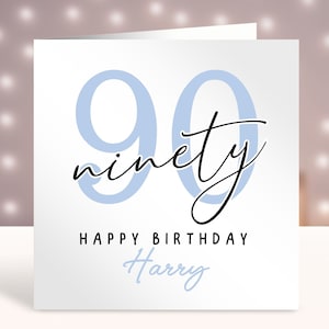 Gepersonaliseerde 90e verjaardagskaart voor hem, elke leeftijd, aangepaste kaart, gelukkige 90e verjaardagskaart, kaart voor broer, eenvoudig ontwerp, 90 jaar oud