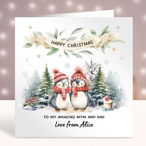 Biglietto di Natale personalizzato per genitori, Buon Natale a una mamma e un papà speciali, Biglietto di Natale per coppia, A mamma e papà, Biglietto di Natale per la famiglia