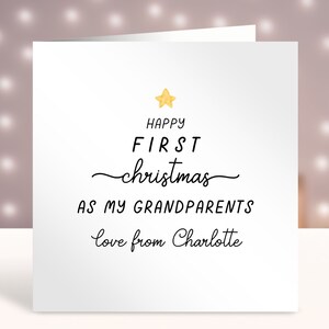 Carte de Noël personnalisée pour les grands-parents, joyeux 1er Noël en tant que grand-mère et grand-père, cartes de Noël pop du nouveau bébé