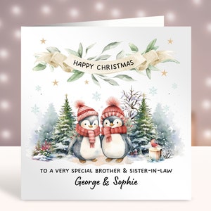 Carte de Noël personnalisée pour beau-frère et beau-frère, joyeux Noël à un beau-frère et une sœur spéciaux, joli couple, tante et oncle