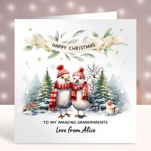 Biglietto di Natale personalizzato per i nonni, Buon Natale a una nonna e a un nonno speciali, Biglietto di Natale per coppia, zia e zio