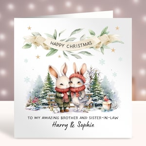 Carte de Noël personnalisée pour beau-frère et beau-frère, joyeux Noël à un beau-frère et une sœur spéciaux, joli couple, tante et oncle