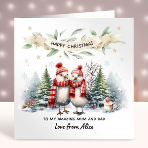 Biglietto di Natale personalizzato per genitori, Buon Natale a una mamma e un papà speciali, Biglietto di Natale per coppia, A mamma e papà, Biglietto di Natale per la famiglia