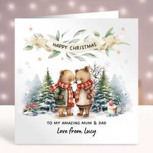 Biglietto di Natale personalizzato per genitori, Buon Natale a una mamma e un papà speciali, Biglietto di Natale per coppia, A mamma e papà, Biglietto di Natale per la famiglia