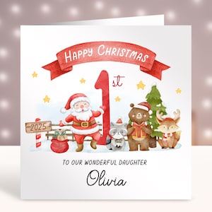 Personalised First Christmas Card, Baby&#39;s 1st Christmas Card, Card for Girls, Daughter, Granddaughter, Niece, Sister, Cousin, Friend 2025