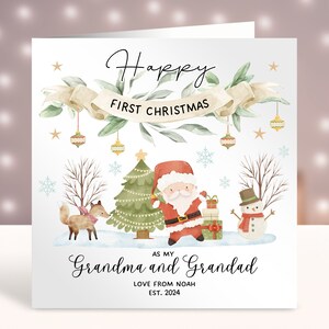 Biglietto di Natale personalizzato per il primo Natale dei nonni, buon primo Natale come nonna e nonno, biglietto di Natale Pops, papà, tata e nonno