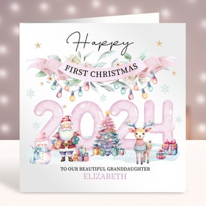 Primeiro cartão de Natal personalizado, primeiro cartão de Natal do bebê, cartão para meninas, filha, neta, sobrinha, irmã, prima, amiga