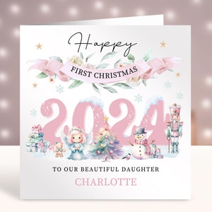 Personalisierte Weihnachtskarte, Babys 1. Weihnachtskarte, Karte für Mädchen, Tochter, Enkelin, Nichte, Schwester, Cousin, Freundin