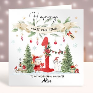 Biglietto di Natale personalizzato per il primo Natale, Biglietto di Natale per il primo bambino, Biglietto per ragazze, Figlia, Nipote, Sorella, Cugina, Amica