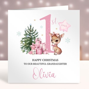Primera tarjeta de Navidad personalizada, 1ª tarjeta de Navidad del bebé, tarjeta para niñas, hija, nieta, sobrina, hermana, prima, amiga